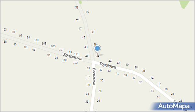 Tomaszowice, Brzozowa, 34, mapa Tomaszowice