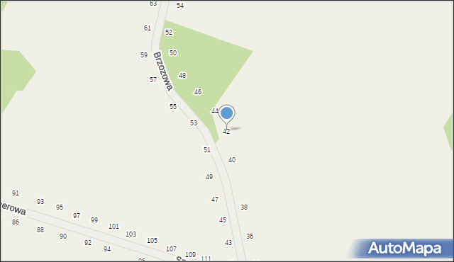 Tomaszowice, Brzozowa, 42, mapa Tomaszowice