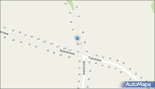 Tomaszowice, Brzozowa, 43, mapa Tomaszowice