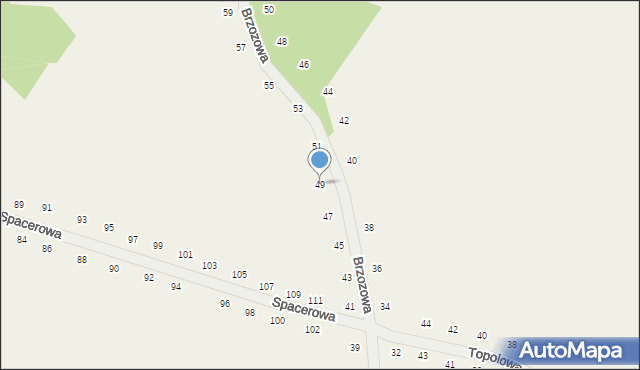 Tomaszowice, Brzozowa, 49, mapa Tomaszowice