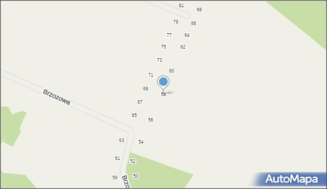 Tomaszowice, Brzozowa, 58, mapa Tomaszowice