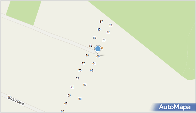 Tomaszowice, Brzozowa, 66, mapa Tomaszowice