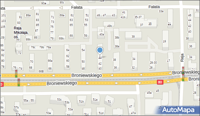 Toruń, Broniewskiego Władysława, 44, mapa Torunia