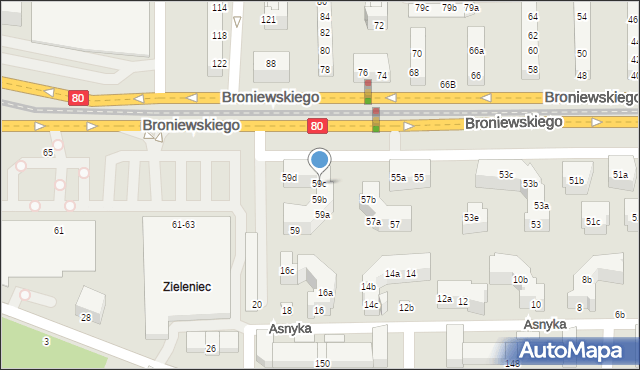 Toruń, Broniewskiego Władysława, 59c, mapa Torunia