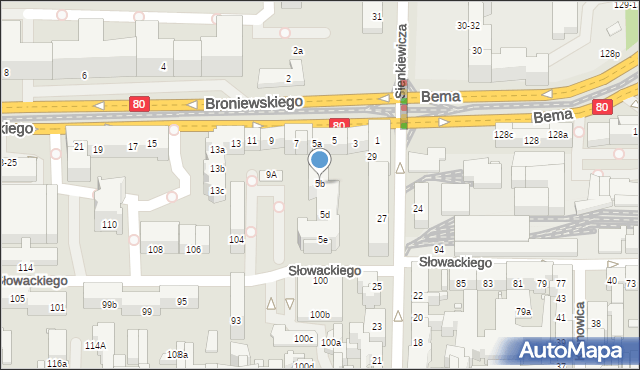 Toruń, Broniewskiego Władysława, 5b, mapa Torunia