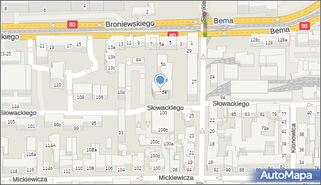 Toruń, Broniewskiego Władysława, 5f, mapa Torunia