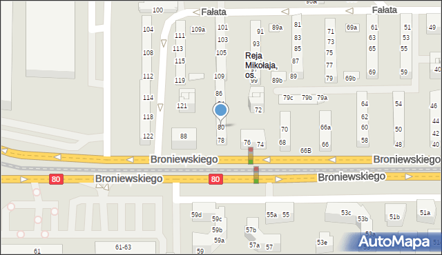 Toruń, Broniewskiego Władysława, 80, mapa Torunia