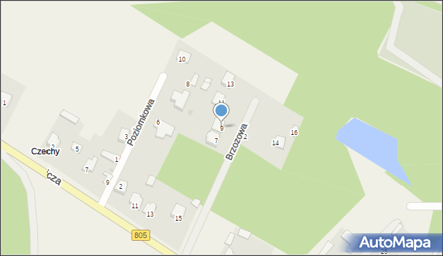 Trąbki, Brzozowa, 9, mapa Trąbki