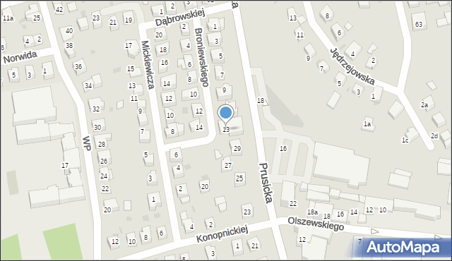 Trzebnica, Broniewskiego Władysława, 13, mapa Trzebnica