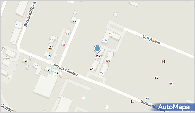 Tychy, Brzoskwiniowa, 45a, mapa Tychów