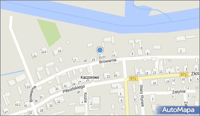 Tykocin, Browarna, 13, mapa Tykocin