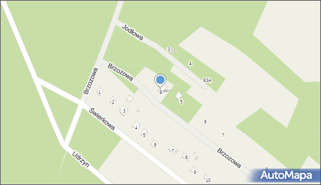 Udrzyn, Brzozowa, 4, mapa Udrzyn
