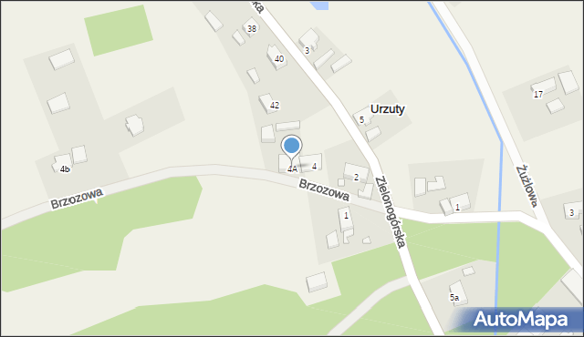 Urzuty, Brzozowa, 4A, mapa Urzuty