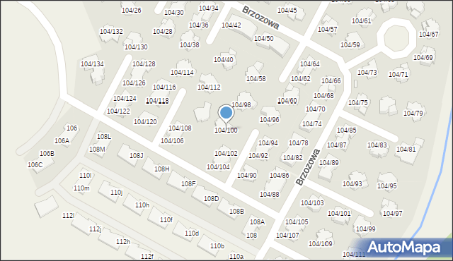 Walendów, Brzozowa, 104/100, mapa Walendów