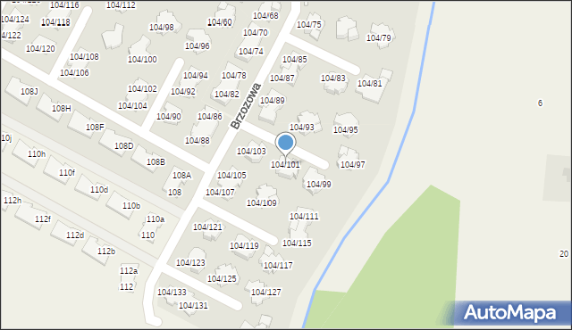 Walendów, Brzozowa, 104/101, mapa Walendów