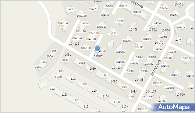 Walendów, Brzozowa, 104/106, mapa Walendów