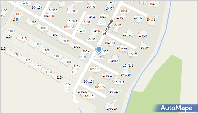 Walendów, Brzozowa, 104/107, mapa Walendów