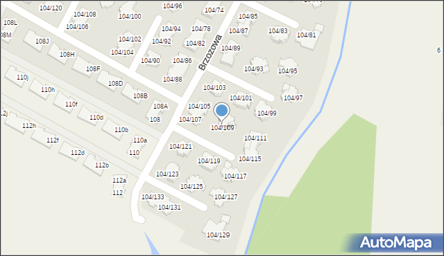 Walendów, Brzozowa, 104/109, mapa Walendów