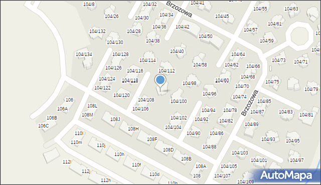 Walendów, Brzozowa, 104/110, mapa Walendów