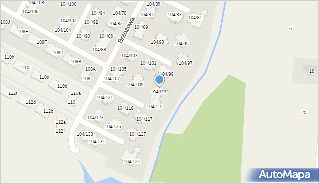 Walendów, Brzozowa, 104/111, mapa Walendów