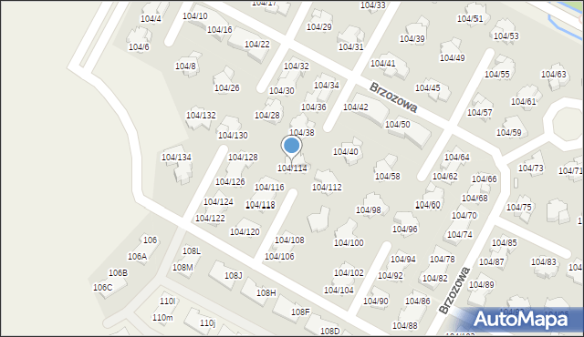 Walendów, Brzozowa, 104/114, mapa Walendów