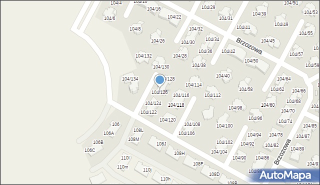 Walendów, Brzozowa, 104/126, mapa Walendów