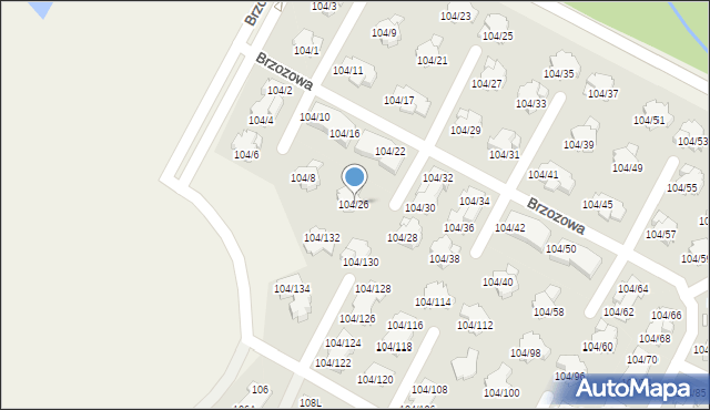 Walendów, Brzozowa, 104/26, mapa Walendów