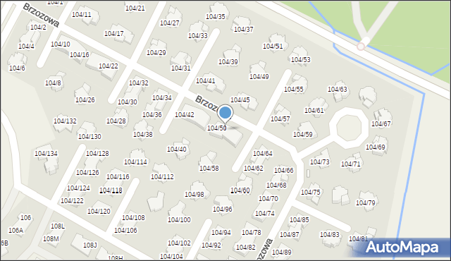 Walendów, Brzozowa, 104/52, mapa Walendów