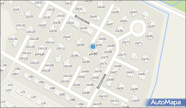 Walendów, Brzozowa, 104/60, mapa Walendów