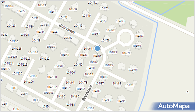 Walendów, Brzozowa, 104/66, mapa Walendów