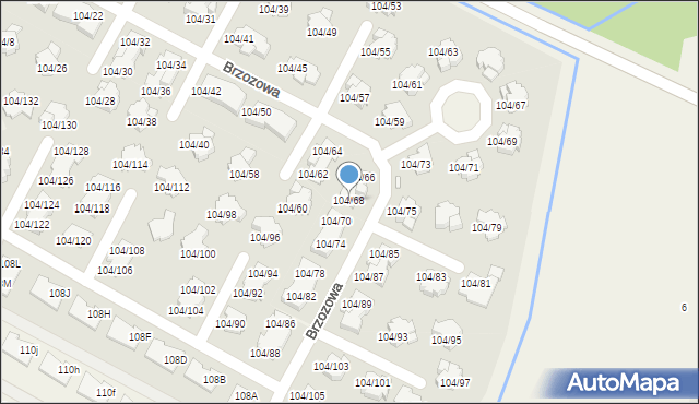 Walendów, Brzozowa, 104/68, mapa Walendów