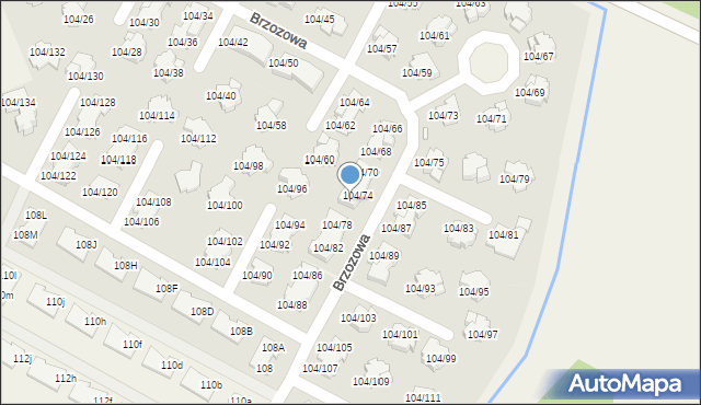 Walendów, Brzozowa, 104/76, mapa Walendów