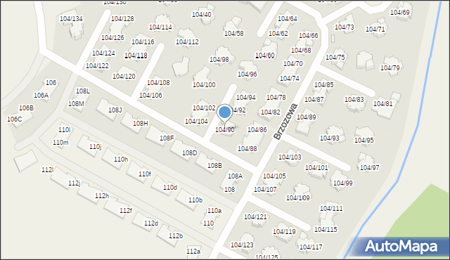 Walendów, Brzozowa, 104/90, mapa Walendów