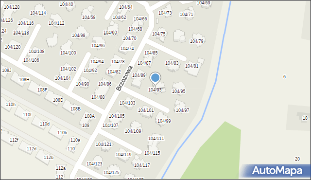 Walendów, Brzozowa, 104/93, mapa Walendów