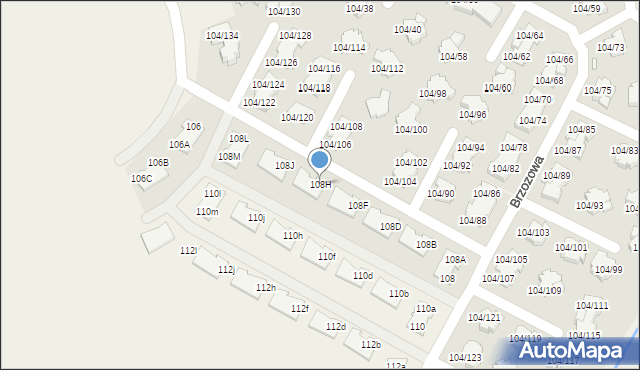 Walendów, Brzozowa, 108H, mapa Walendów