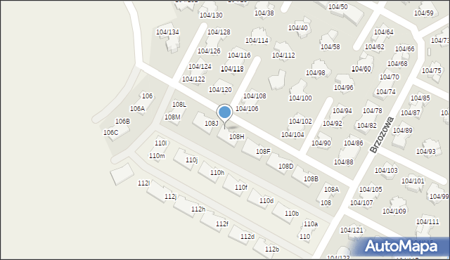 Walendów, Brzozowa, 108I, mapa Walendów