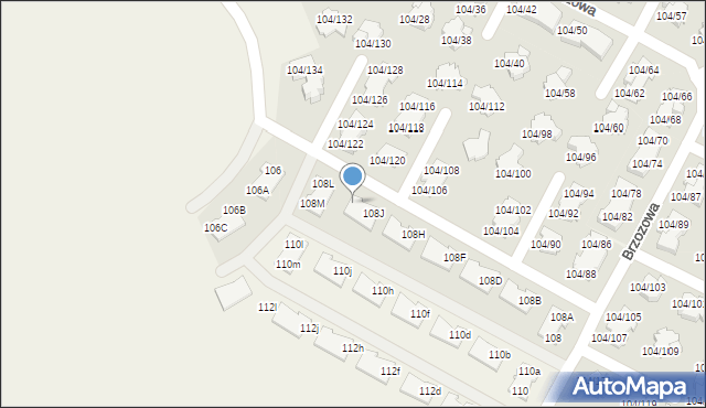 Walendów, Brzozowa, 108K, mapa Walendów