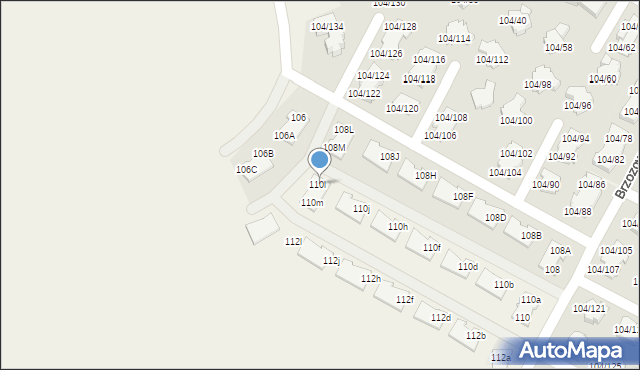 Walendów, Brzozowa, 110l, mapa Walendów