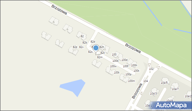 Walendów, Brzozowa, 82r, mapa Walendów