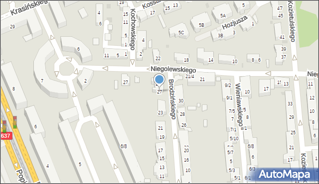 Warszawa, Brodzińskiego Kazimierza, 27, mapa Warszawy