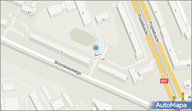 Warszawa, Broniewskiego Władysława, 6A, mapa Warszawy