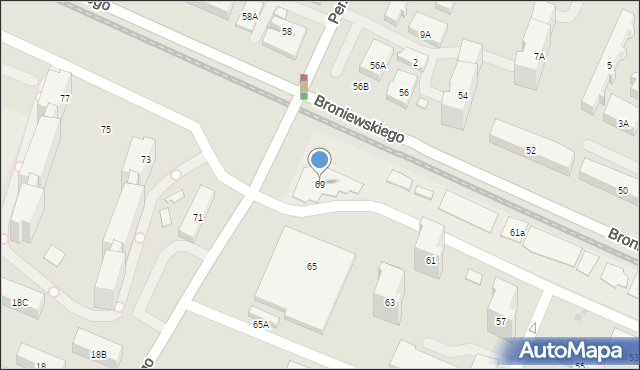 Warszawa, Broniewskiego Władysława, 69, mapa Warszawy