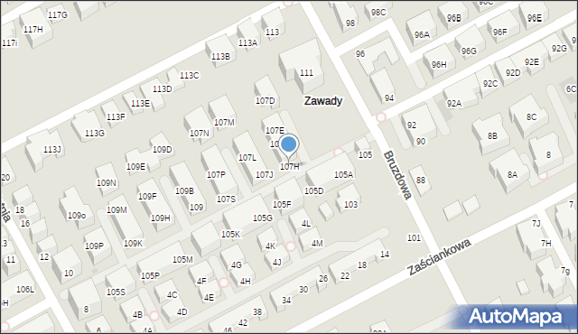 Warszawa, Bruzdowa, 107H, mapa Warszawy