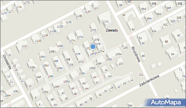 Warszawa, Bruzdowa, 107J, mapa Warszawy