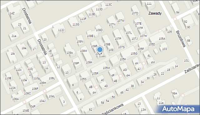 Warszawa, Bruzdowa, 109J, mapa Warszawy