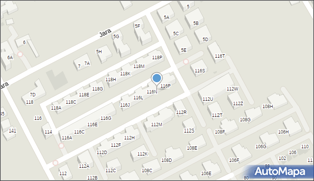 Warszawa, Bruzdowa, 116o, mapa Warszawy