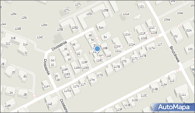 Warszawa, Bruzdowa, 119D, mapa Warszawy