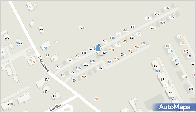 Warszawa, Bruzdowa, 62e, mapa Warszawy