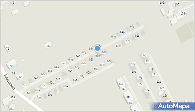 Warszawa, Bruzdowa, 62k, mapa Warszawy