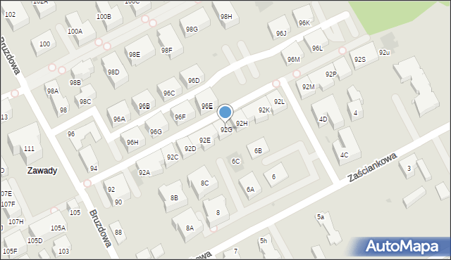 Warszawa, Bruzdowa, 92G, mapa Warszawy